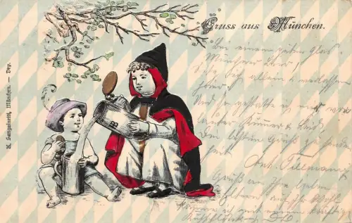 Gruss aus München Postkarte geprägt AK 1900