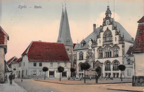 Egeln Markt Ansicht Postkarte AK 1911