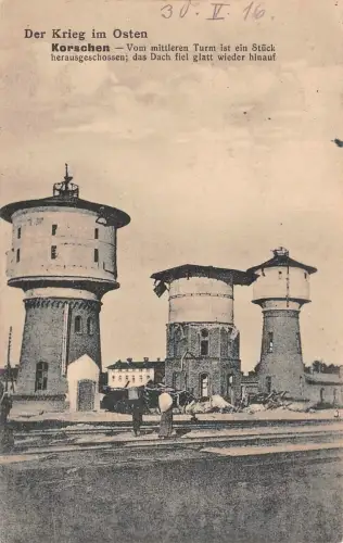 Der Krieg im Osten Korschen Turm Ostpreußen Feldpostkarte AK 1916
