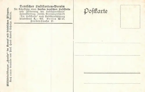 Luftkreuzer Hansa im Kampf mit feindlichen Fliegern Patriotika Postkarte AK