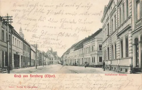 Schiebener Strasse Straßenansicht Herzberg Elster Brandenburg Postkarte AK 1904