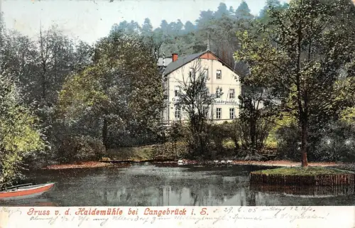Gruß von der Haidenmühle bei Langebrück Sachsen Postkarte AK 1905