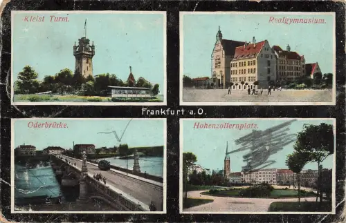 Panorama Gymnasium und Kleist Turm Frankfurt Oder Brandenburg Postkarte AK 1916