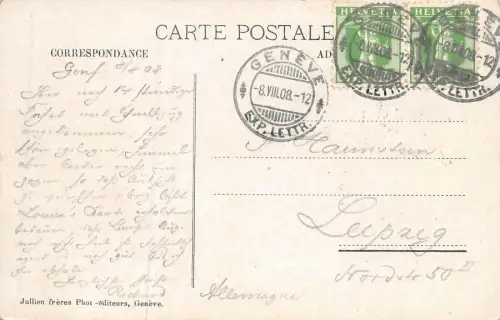 Geneve La Chaine du Mont-Blanc prise du Parc Mon Repos Postkarte AK 1908
