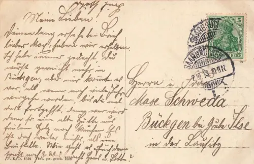 Blick auf Saarbrücken Straßenansicht und Straßenbahn Saarland Postkarte AK 1913