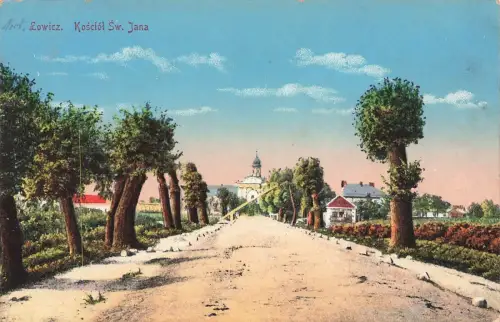 Kosciot Sw. Jana Lowitsch Lowicz Polen Postkarte AK