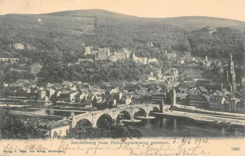 Heidelberg vom Philosophenweg gesehen Baden-Württemberg Postkarte 1903