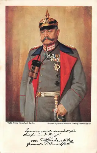 Portrait Generalfeldmarschall Hindenburg mit Pickelhaube Patriotika Postkarte AK