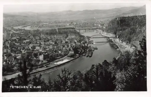 Blick über Tetschen-Bodenbach an der Elbe Böhmen Postkarte AK 1941