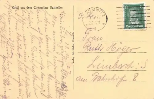 Chemnitz Ratskeller AK 1927