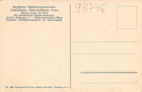 Bergbahn im Oberen Schwarzatal Thüringer Wald Thüringen Postkarte