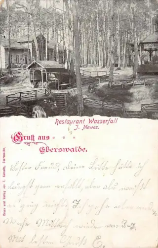 Gruss aus Eberswalde Restaurant Wasserfall AK 1903