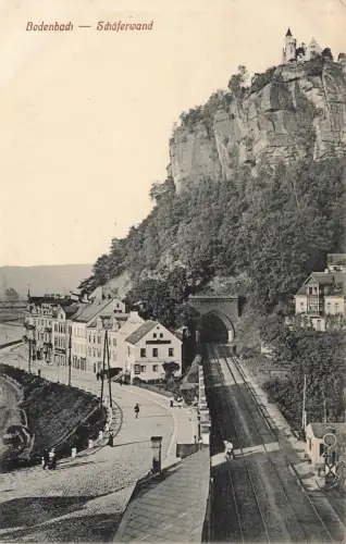 Ansicht Schäferwand Eisenbahntunnel in Bodenbach Böhmen Postkarte AK