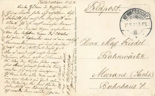 Blick auf Kirche und Denkmäler in Gumbinnen Ostpreussen Postkarte AK 1914