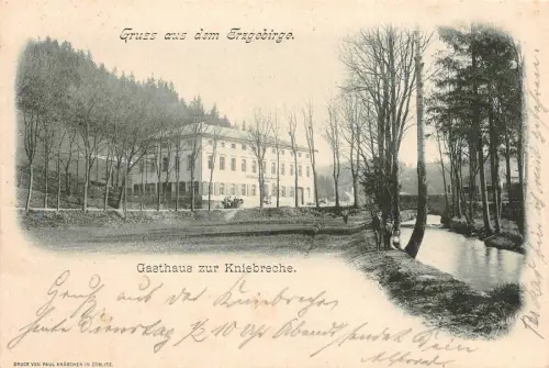 Gruss aus dem Erzgebirge Gasthaus zur Kniebreche AK 1901