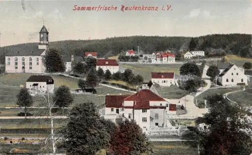 Stadtansicht Rautenkranz bei Klingenthal Vogtland Sachsen Postkarte AK 1929