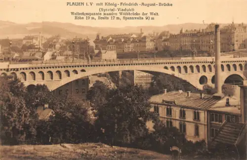 König-Friedrich-August-Brücke Plauen Vogtland Sachsen Postkarte