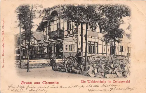 AK Chemnitz Sachsen Restaurant Waldschänke im Zeissigwald Postkarte 1900