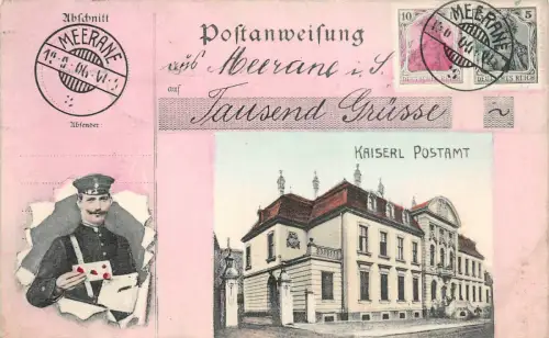 Kaiserliches Postamt in Meerane Sachsen Postkarte AK 1907