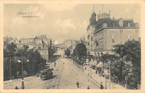AK Plauen Vogtland Bahnhofstrasse 1909