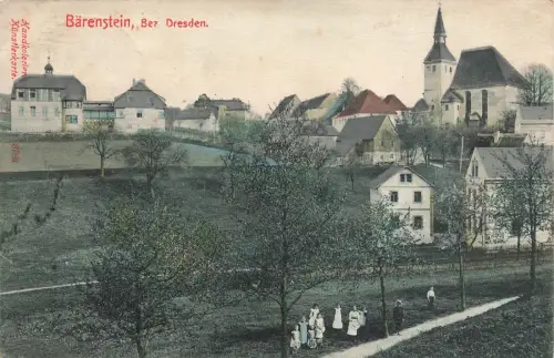 Blick auf Kirche und Bärenstein Erzgebirge Sachsen Postkarte AK 1911