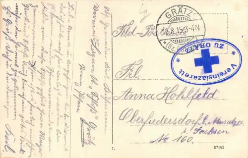 Posen An der Theaterbrücke Straßenbahn Feldpostkarte AK 1915