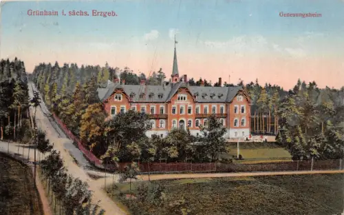 Genesungsheim Grünhain Erzgebirge Sachsen Postkarte AK 1925