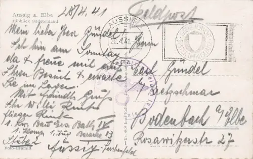 Stadtansicht Elbblick Sudetengau Aussig an der Elbe Sudeten Postkarte AK 1941