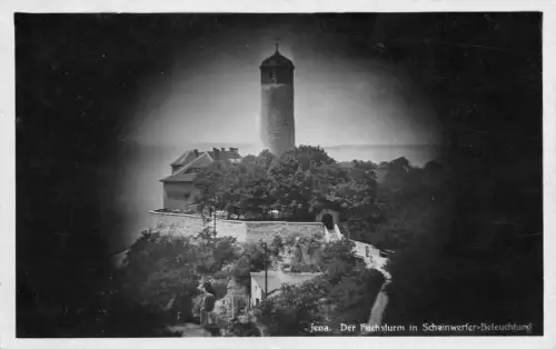 Jena Der Fuchsturm in Scheinwerfer-Beleuchtung AK 1931