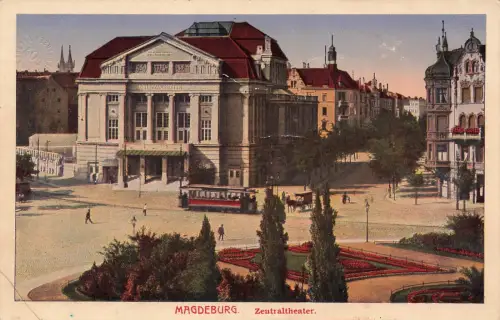 Ansicht Zentraltheater in Magdeburg Sachsen-Anhalt Postkarte AK 1925