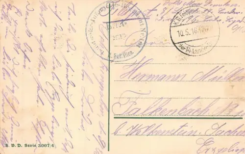 Ob zu Lande, ob zu Meer, Deutsche Flotte, deutsches Herr EK2 Patriotika AK 1916