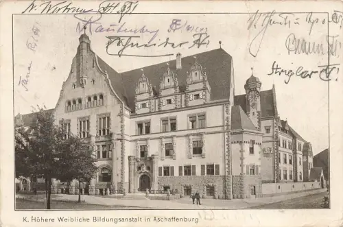 Höhere Weibliche Bildungsanstalt in Aschaffenburg Bayern Postkarte AK 1920