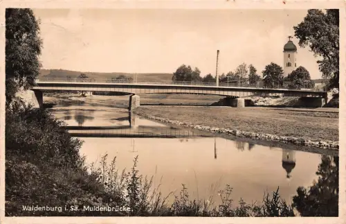 Waldenburg i. Sa. Muldenbrücke Postkarte AK