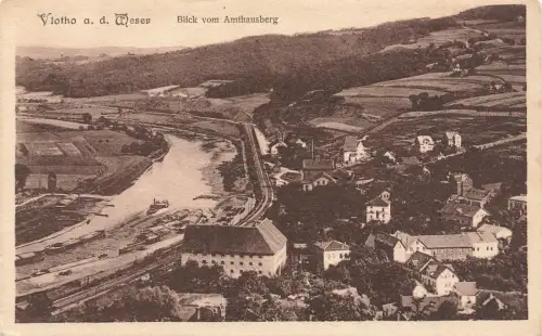 Blick vom Amthausberg Vlotho an der Weser Nordrhein-Westfalen Postkarte AK