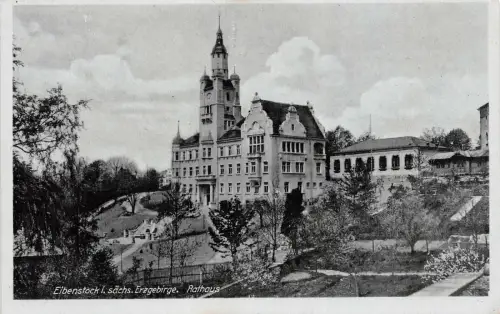 Rathaus in Eibenstock Erzgebirge Sachsen Postkarte AK 1943