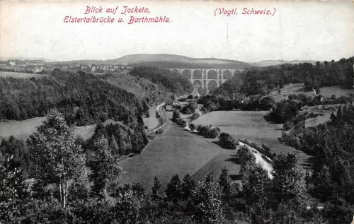 Jocketa Vogtländiche Schweiz Elsterbrücke und Barthmüle Bahnpost 1918