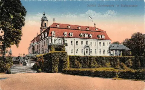 Schloss Lichtenwalde im Zschopautale Sachsen Postkarte AK