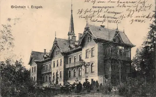 Genesungsheim Grünhain Erzgebirge Sachsen Postkarte AK 1914