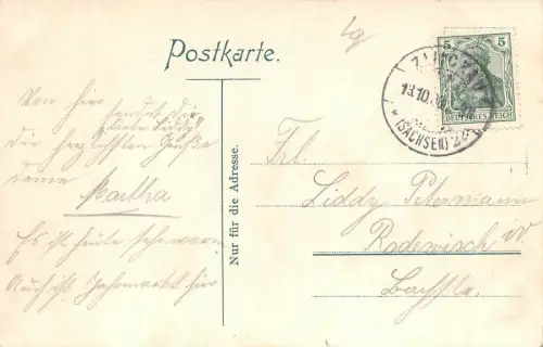 Zwickau Paradiesbrücke Postkarte 1908