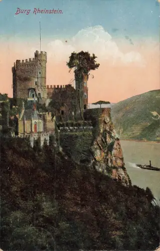 Burg Rheinstein Trechtingshausen Rheinland-Pfalz Postkarte AK 1934