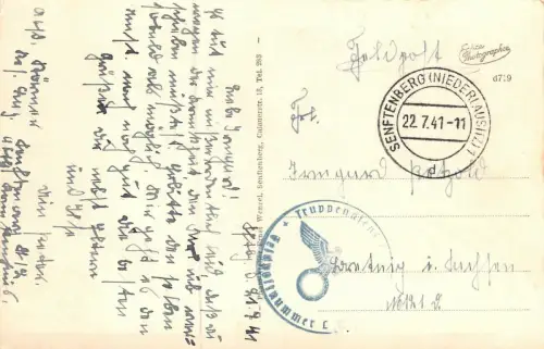 Senftenberg N.-L. Partie im Stadtpark Feldpostkarte AK 1941