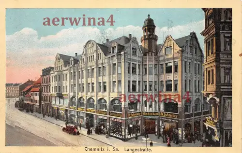 AK Chemnitz Sachsen Langestraße Postkarte 1915