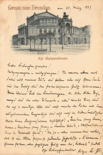 Gruss aus Dresden Hofoperntheater Postkarte 1897