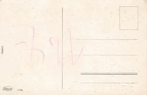 Herzliche Pfingstgrüße Windmühle blühende Bäume Idylle Postkarte AK