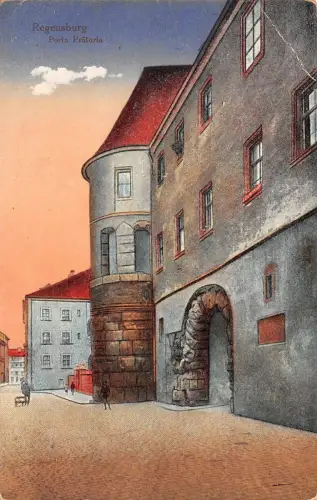Regensburg Porta Prätoria Postkarte AK