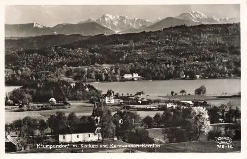 Krumpendorf mit Seekirn und Karawanken in Kärnten Österreich Postkarte AK 1941
