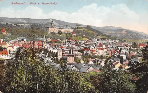 Rudolstadt Blick v. Justinshöhe Postkarte AK 1942