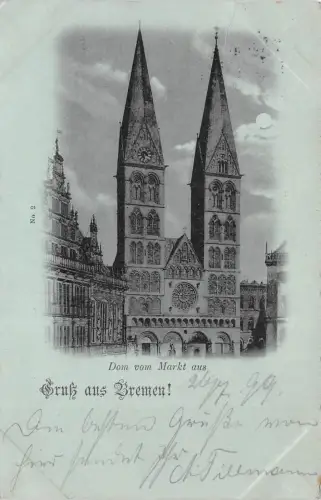 Gruß aus Bremen! Dom vom Markt aus Postkarte AK 1899