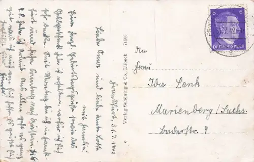 Oderbrücke mit Blick zur Kirche Frankfurt Oder Brandenburg Postkarte AK 1942