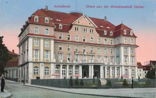 Schloßhotel Gruss aus der Residenzstadt Gotha Postkarte AK